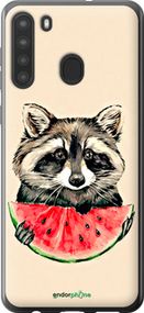 Чохол на Samsung Galaxy A21 Єнотик з кавуном "4605u-1841-2448"