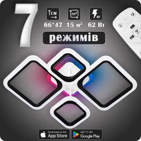 Люстра світлодіодна 517 Dlight 3color з пультом 62Вт Чорний (02112)