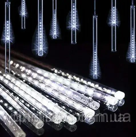 Гірлянда бурульки прозорий шнур 8 шт, 50 см, білі | Зображення 3