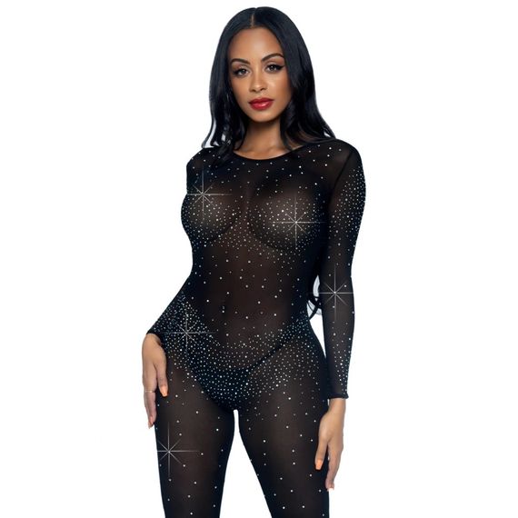 Комбінезон сексуальний Leg Avenue Sheer Rhinestone, XS, зі стразами, чорний | Зображення 3