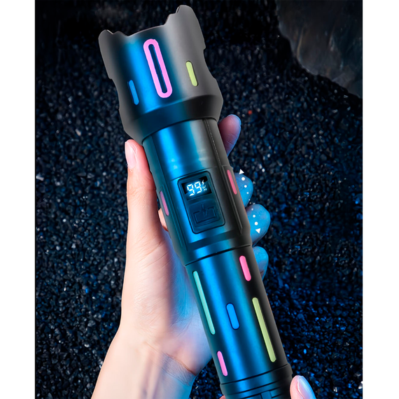Фонарь ручной с флуоресцентной окраской BL-2405-TG, индикация заряда, zoom, Рower Вank,  АКБ 26650, ЗУ Type-C | Зображення 5