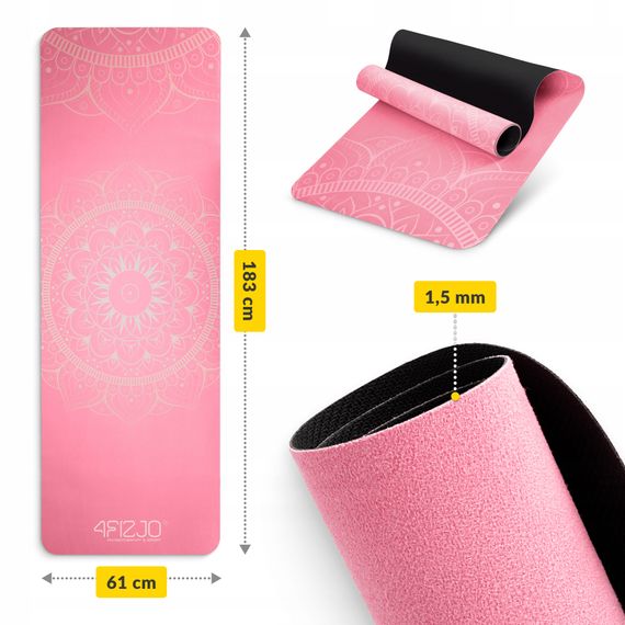 Килимок (мат) спортивний 4FIZJO замша 183 x 61 x 0.15 см для йоги та фітнесу Pink (P-5905973404419) | Зображення 7