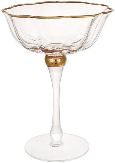 Набір 6 скляних келихів "Gatsby" 250мл (фужери для шампанського) із золотою облямівкою