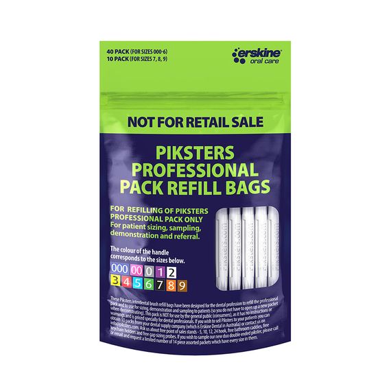 Міжзубні йоржики Piksters Refill Professional, № 2 (діаметр 0.8) білі, м’яка упаковка, 40 шт