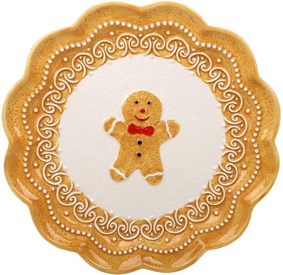 Набір 2 керамічні тарілки "Пряничний Чоловічок" Ø27.5см