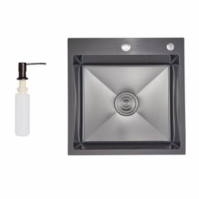 Lidz Handmade H5050HB Мойка для кухни интегрированная Decor Black PVD Honeycomb 2,5/0,5 мм LDH5050BDECPVD48369