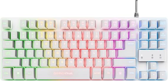 Игровая клавиатура Trust GXT 833W Thado TKL компактная белая QWERTY (английский), RGB-подсветка, Anti-Ghosting | Зображення 1