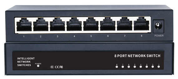 Комутатор Merlion MG1008 8 портів Ethernet 10/100/1000 Мбіт/сек. метал DC 5V 2А. Блок живлення у комплекті