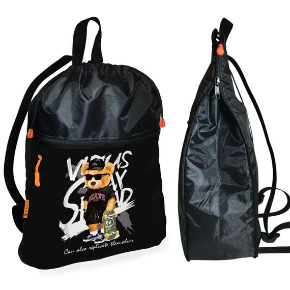 Рюкзак-мішок для взуття, спортивної форми Ведмедик Тедді дитяча сумка для змінки з розширювачем (01339)