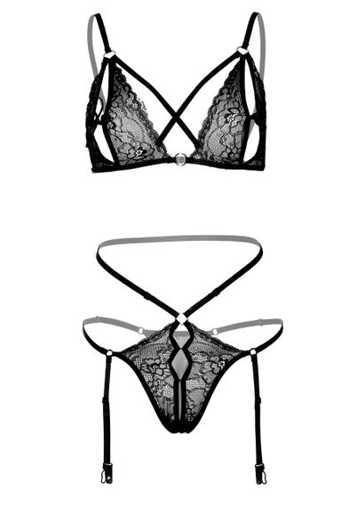 Комплект мереживний з підв'язками для панчіх Daring Intimates, чорний, S/M sexstyle | Зображення 5