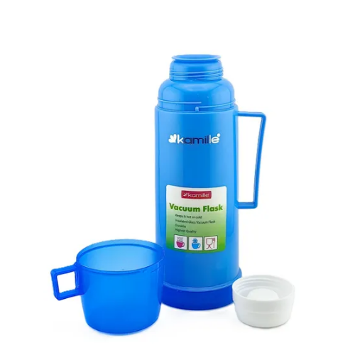 Термос 600мл зі скляною колбою та пластиковою ручкою (синій, зелений, червоний) KAMILLЕ 2071 | Зображення 2