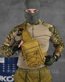 Сумка-слинг тактическая с одной лямкой SILVER KNIGHT coyot ВТ6749
