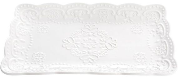 Блюда сервіровочні порцелянові (набір 2 штуки) "Біле Мереживо" 30х19см | Зображення 1