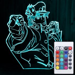 Акриловий світильник-нічник з пультом 16 кольорів Джотаро Куджо (ДжоДжо) tty-n001015