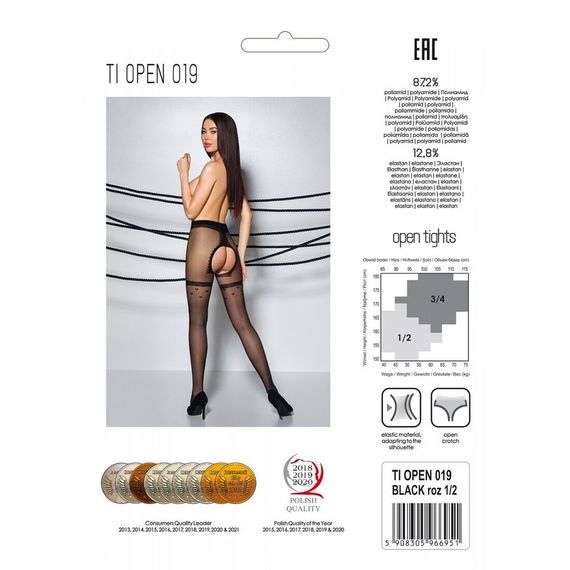 Колготки з відкритим доступом, імітація панчіх Passion TIOPEN 019 black 3/4 (20 den) | Зображення 5