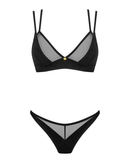 Комплект білизни із вставками із сіточки, Nesari 2-pcs set, чорний, XS/S | Зображення 2