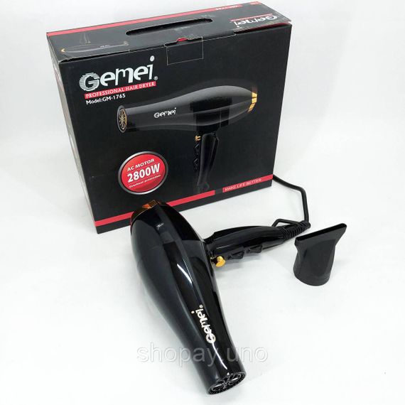 Професійний фен для укладання волосся з насадкою Gemei GM 1765 2800 Вт, Електрофен з насадками LN-13 | Зображення 8