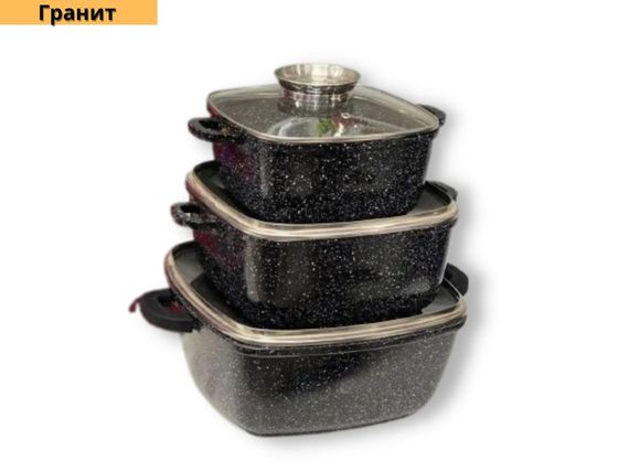 Набір каструль з антипригарним покриттям XPRO HK-302 чорна (41921-HK-302 ЧЕРНЫЕ_1746) | Зображення 1
