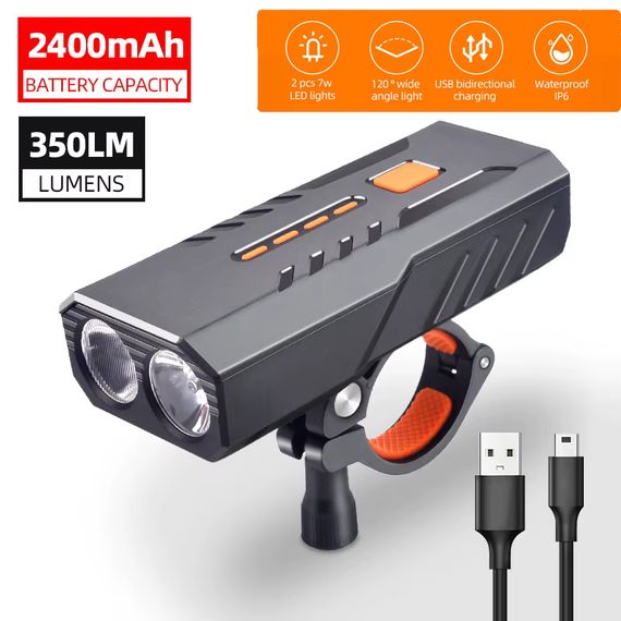 Перезаряджаємий велосипедний ліхтар BC25S, Вологостійкий ліхтар для велосипедів, Водостійкий велоліхтар KI-36 | Зображення 3