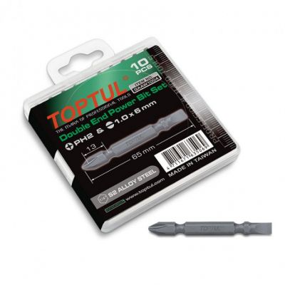 Набор бит Toptul двухсторонних 1/4&quot; PH2хSL6 L65мм 10шт. (GAAW1004)