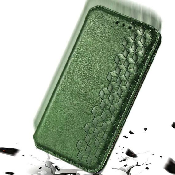 Кожаный чехол книжка GETMAN Cubic (PU) для Samsung Galaxy A13 4G Штучна шкіра, Слот для візитки, Зелений | Зображення 3