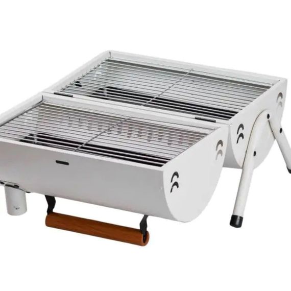Мангал угольный двусторонний 38×28×40 см с решеткой белый HP452GBE | Зображення 6