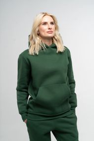 Худі жіночий утеплений темно-зеленого кольору, 2XL