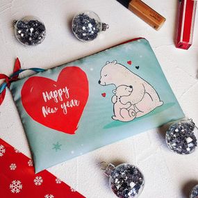 Косметичка жіноча Happy New year bears 20х12 см (K_19NG012)
