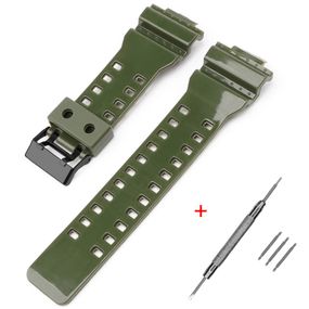 Ремінець для Годинник C2asio G-Shock GA-100/110/120 Army Green-Glossy BK