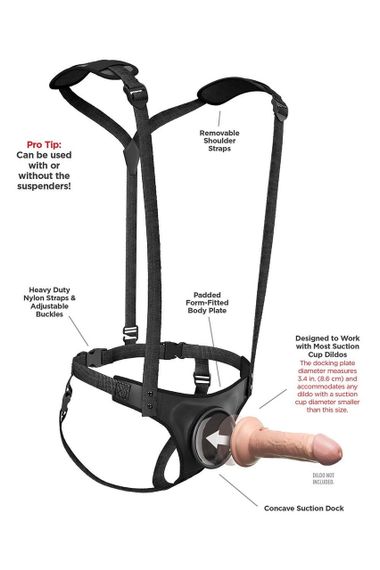 Трусики для страпона Pipedream Body Dock с подтяжками, черные sexstyle | Зображення 3