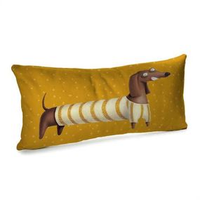 Подушка для дивану оксамитова Такса в светрі 50x24 см (52BP_DOG006)