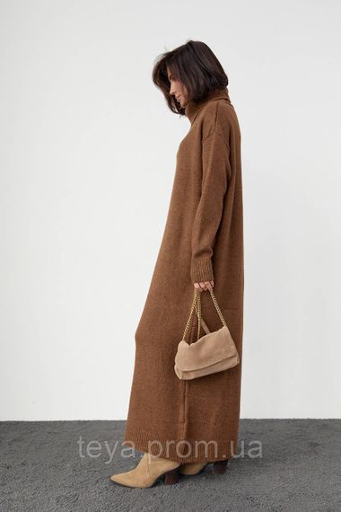 В'язане плаття oversize з високим горловиним кольором коричневий розмір S FL_000905 | Зображення 7