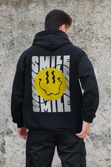 Утеплене зіп худі на флісі зіпер з принтом Smile Without Kane Black | Зображення 1