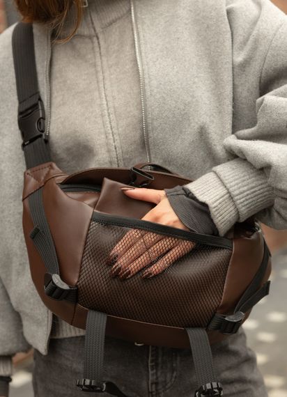 Большая женская поясная сумка бананка Sambag DynamicDart коричневая 38×21×7 см (80411020) | Зображення 2