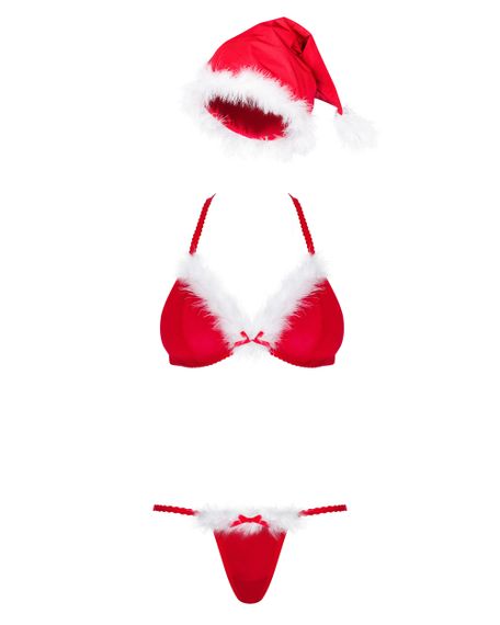 Новорічний комплект Obsessive Santastic 3-pcs set Червоно-білий S/M | Зображення 2