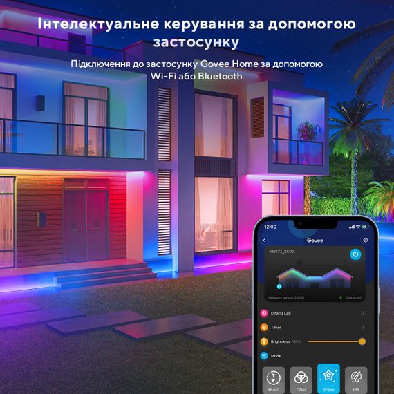 Стрічка світлодіодна Govee  розумна H6172 Phantasy Outdoor LED RGBIC Strip Lights 10м Білий (H61723D1) | Зображення 6