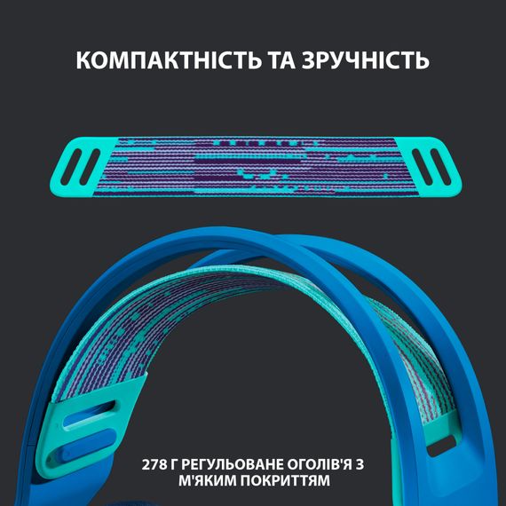 Навушники Logitech G733 Lightspeed Wireless RGB Gaming Headset Blue (981-000943) | Зображення 1