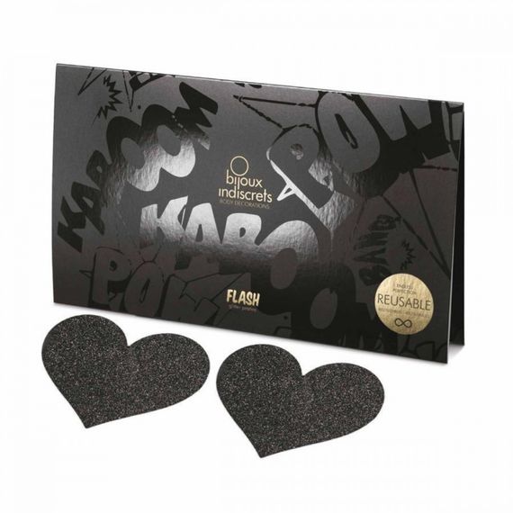 Прикраса для грудей Flash - Heart Black Bijoux Indiscrets Sex Aura | Зображення 1