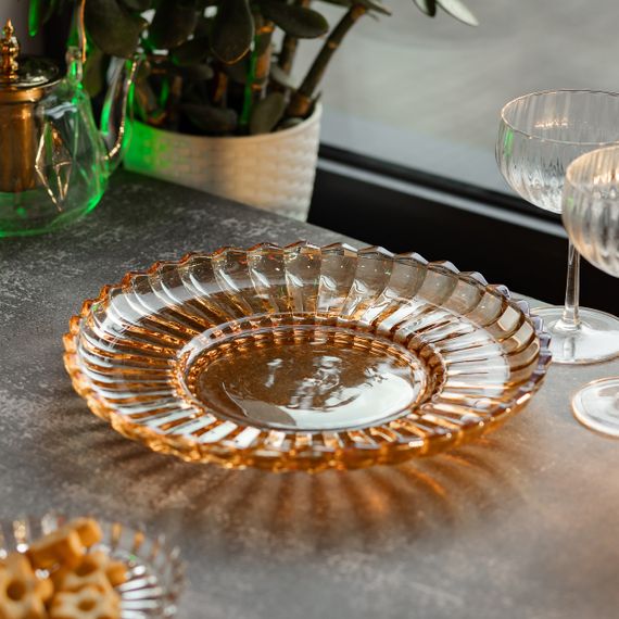 Блюдо сервировочное Ø 28 стеклянное прозрачное для подачи закусок, десертов, фруктов HP-YH-52 | Зображення 2