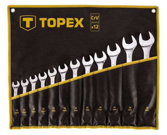Ключи гаечные  TOPEX, комбинированные, 13 -32 мм, набор 12 шт. (35D758)