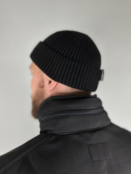 Шапка Докер(біні) ULTIMATUM Чорна OneSize, чоловіча трикотажна укорочена з підворотом | Зображення 4
