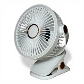 Вентилятор K1-150 аккумуляторный с LED подсветкой и прищепкой - White