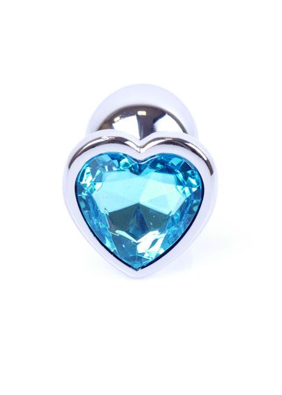 Анальна пробка - Jewellery Silver Heart Plug Light Blue | Зображення 1