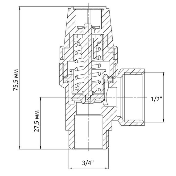 Клапан запобіжний ВЗ 1/2"х3/4" Koer KR.1261 (2.5 бар) (KR3106) | Зображення 1