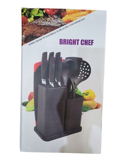 Набор для кухни с подставкой KS-62 Bright Chef кухонные ножи разделочная доска Черный | Зображення 3