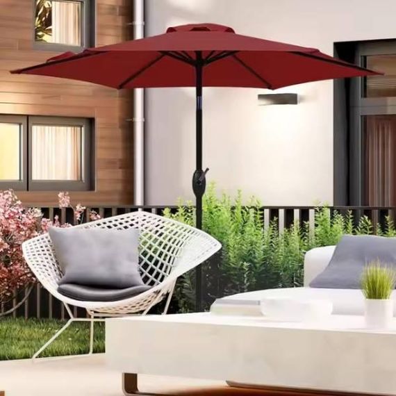 Зонт торговый 2,7м с лебедкой и клапаном Красный