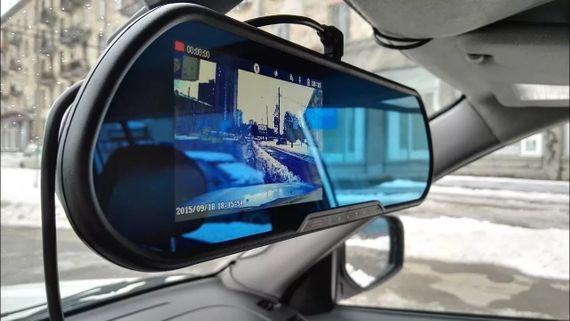 Автомобільне дзеркало відеореєстратор для машини на 2 камери VEHICLE BLACKBOX DVR 1080p камерою заднього огляду. | Зображення 2