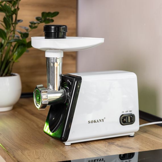 Электрическая мясорубка для фарша Sokany электромясорубка для дома мощная 2500 Вт с насадками Белая SK-312 | Зображення 5
