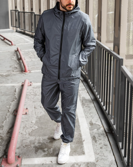 Мужской спортивный костюм из плащевки штаны и ветровка, BD0030 цвет серый, размер S | Зображення 3