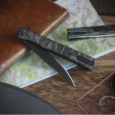 Нож Ocaso Solstice, Engraved titanium Topo Pattern, Black (10ETB) | Зображення 1